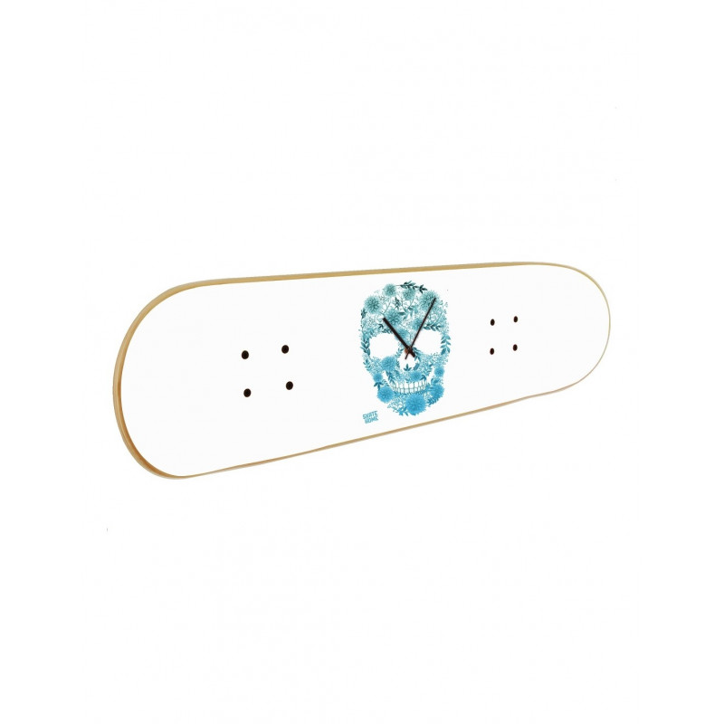 Skateboard Horloge murale - Blanche tête de mort